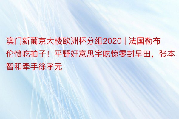 澳门新葡京大楼欧洲杯分组2020 | 法国勒布伦愤吃拍子！平野好意思宇吃惊零封早田，张本智和牵手徐孝元