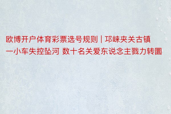 欧博开户体育彩票选号规则 | 邛崃夹关古镇一小车失控坠河 数十名关爱东说念主戮力转圜