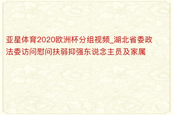 亚星体育2020欧洲杯分组视频_湖北省委政法委访问慰问扶弱抑强东说念主员及家属